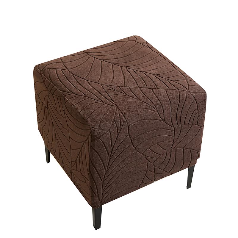 Square Ottoman Stool Cover Jacquard Elastic Footrest Slipcovers All Inclusive Stretch Footstool Dust Covers Solid Color Bedroom