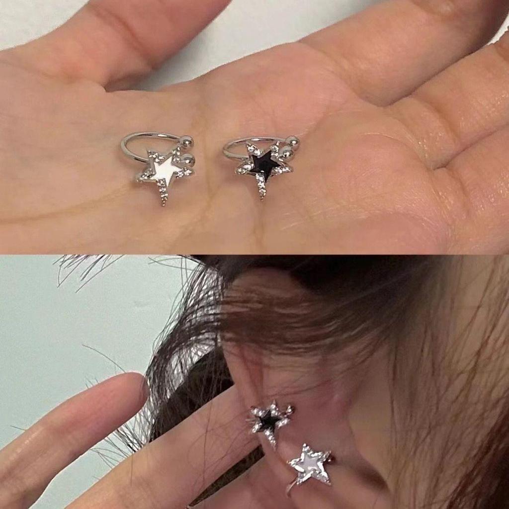 High-End Star Ear Clip Earrings for Women - Versatile, Celebrity Style, Full Diamond Studs