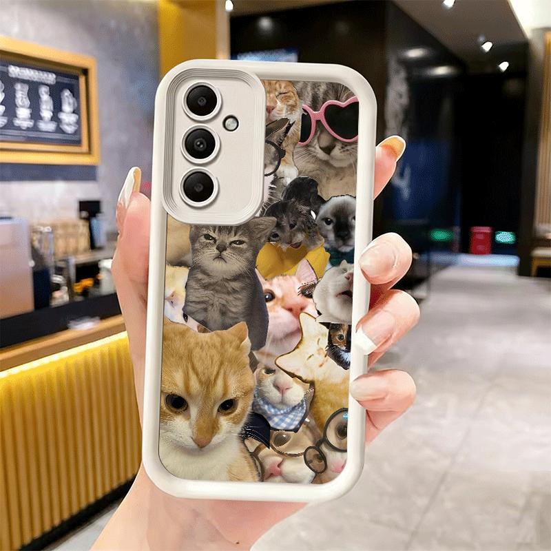 Phone Case for Samsung Galaxy A17 A16 A15 A14 A13 Crying Cats Combine Memes A56 A36 A26 A55 A35 A25 A54 A34 A24 A53 A33 A23 A07
