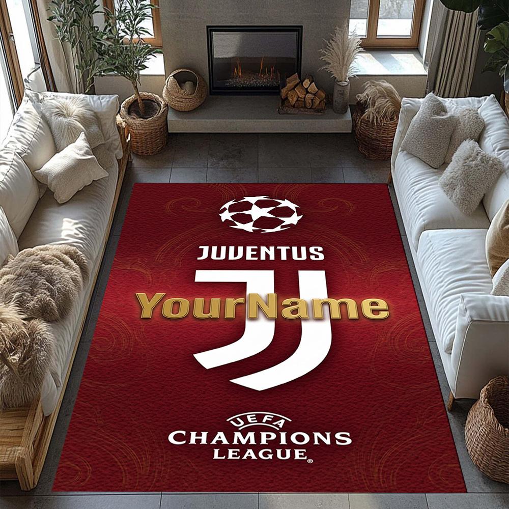 Juventus Customized Name Carpet Suitable for Balcony Study Room Playrooms Dormitory Anti-slip Rug Office Home Decor Birthday/Christmas Gift