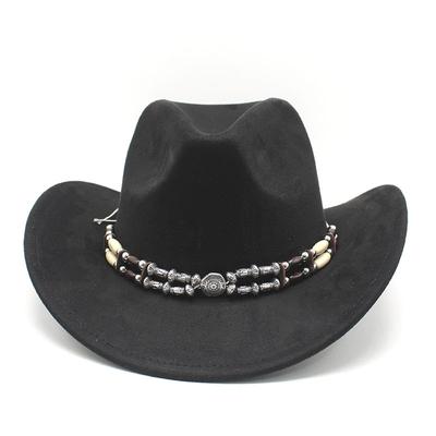 Suede Western Cowboy Hat Top Hat Roll-Up Jazz Hat Men'S Riding Felt Hat Wool Hat