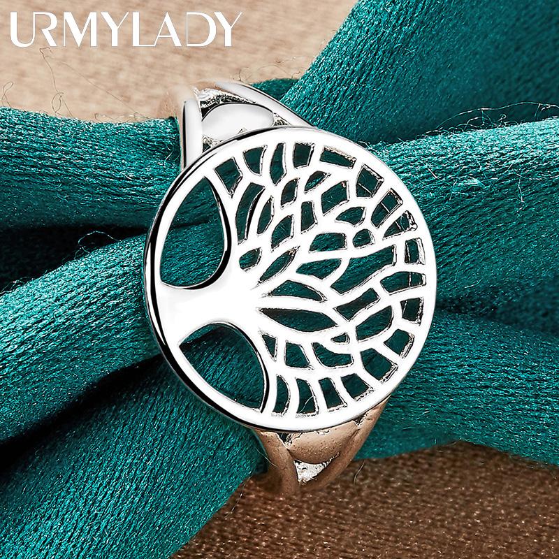 URMYLADY 925 Sterling Sølv The Tree Of Life 7-10 Ring For Kvinner Bryllup Sjarm Forlovelse Mote Enkle smykker