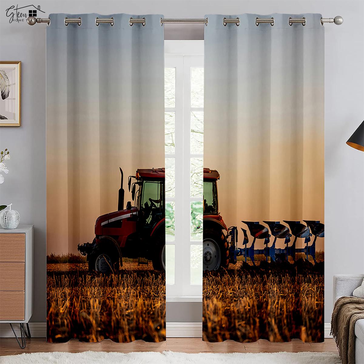 

Трактор 3D Печатные Шторы Спальня Гостиная Кухня Оконные Шторы 100% Полиэстер Волокно Шторы Домашнее Украшение 2 ШТ. W50xH130(CM)x2PCS&Rod pocket