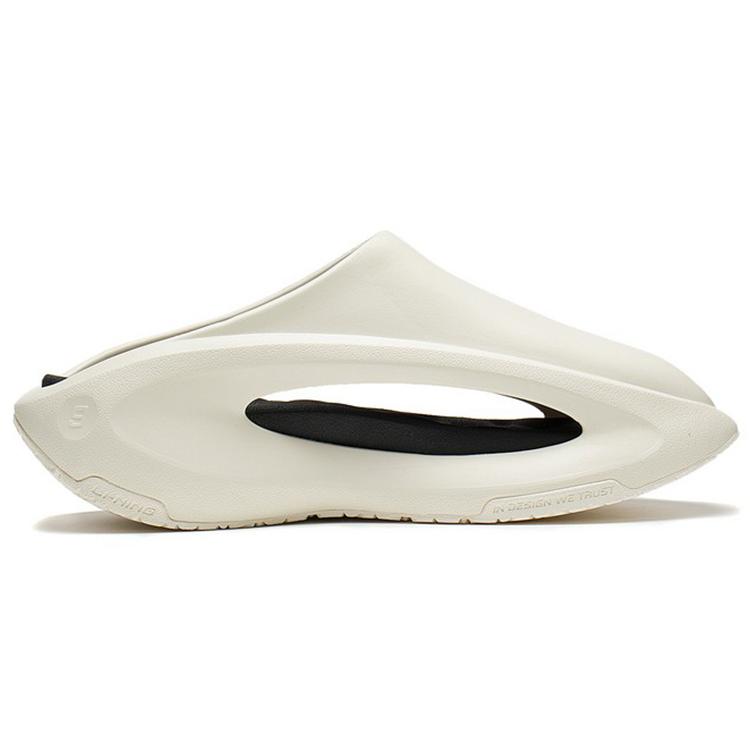Li Ning Quiet Abrasion Resistant Slide Slippers Unisex White Black AZST001-1