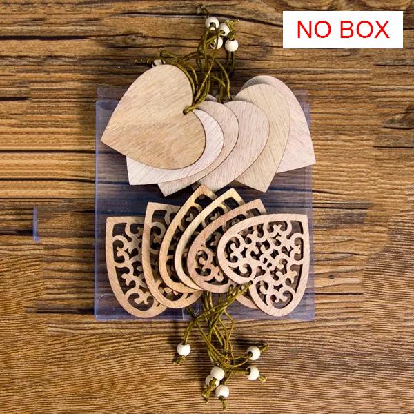 12PCS Christmas Wooden Pendants No Box Hallow Star/Angel/Tree Ornaments Home Christmas Tree Hanging Decoration Kids Gift Supply