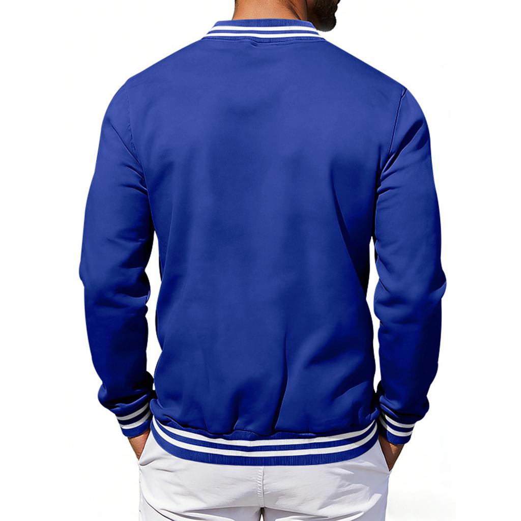 Men's Low Cut Striped Round Neck Casual Sports Jacket