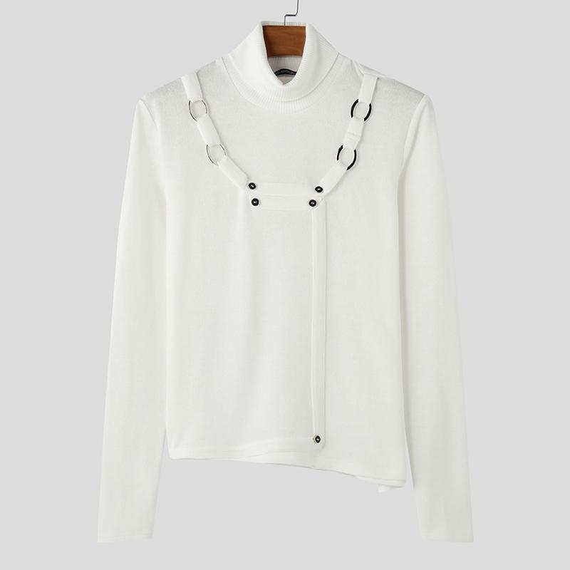 

INCERUN Мужской трикотажный приталенный свитер с высоким воротом и длинным рукавом 5XL белый