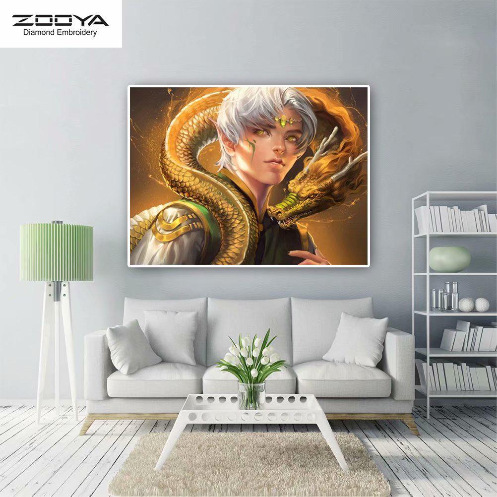 

ЗООЯ DIY 5D Полный квадрат Алмазная картина Молодой дракон Вышивка Крестом Ремесло Стежок Домашний декор