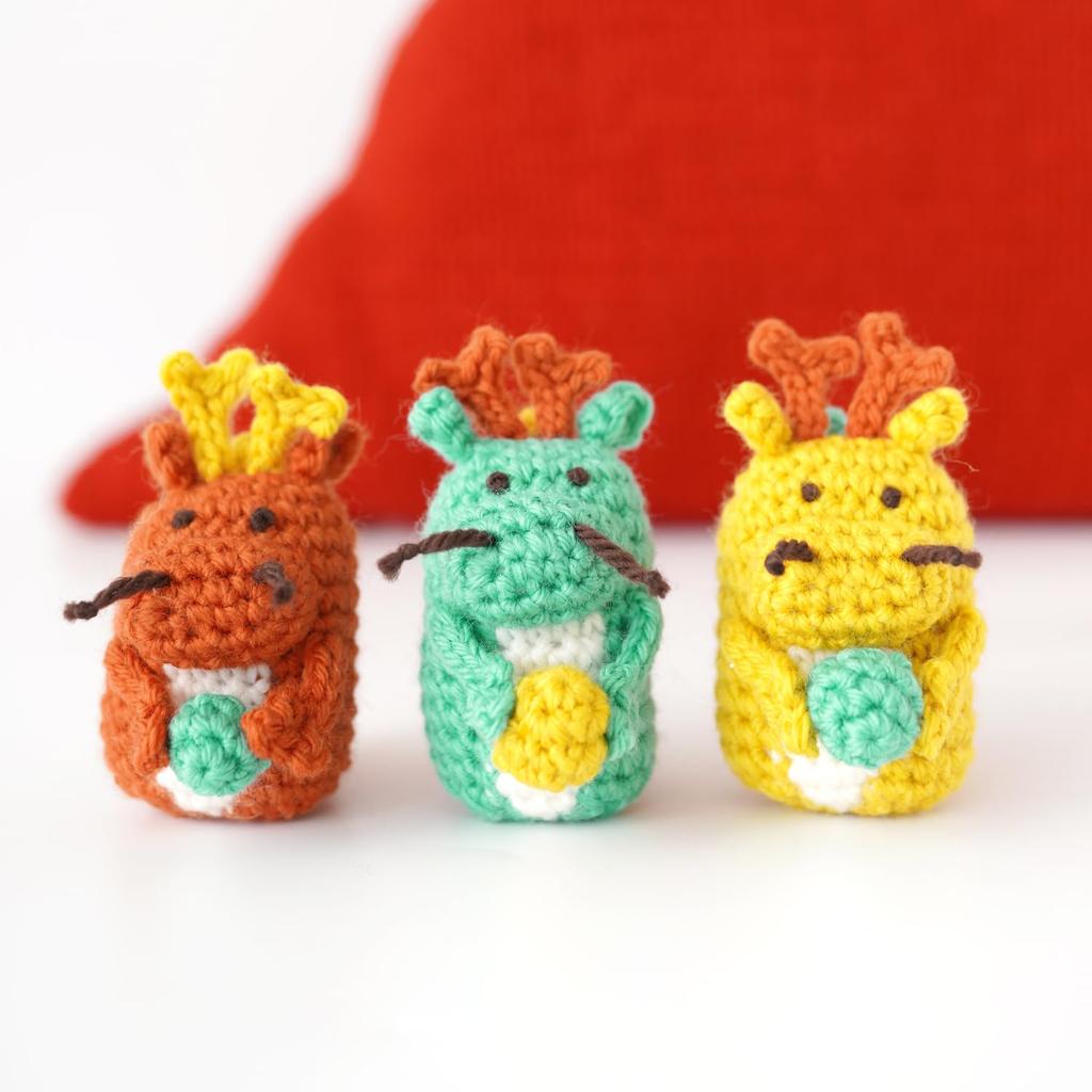 Raw wool Knitting kit Zodiac Amigurumi 2024 Dragon itohenlab.