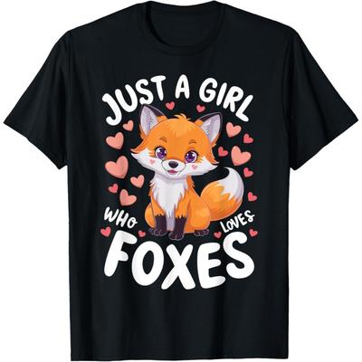 Just a Girl Who Loves Foxes Cute Fox T-Shirt(1)