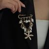 Salircon Bohemian Starfish Conch Imitation Pearl Pendant Brooches for Women Functional Detachable Suits Pin Accessories Jewelry