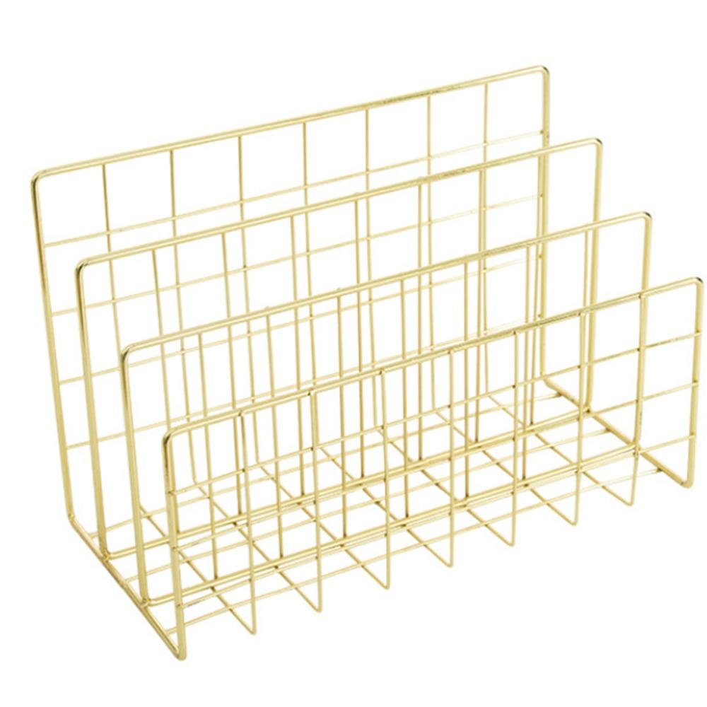 Three Grid Desktop Storage Rack L Shaped Mail Sorter Holder Bookcase Holder For Office Workers
