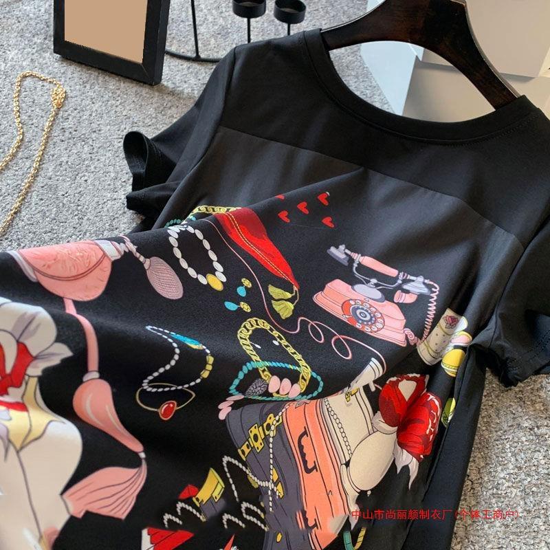 Women's Fashion Summer Spring Print Short Sleeve O-Neck High Waist Casual Dresses