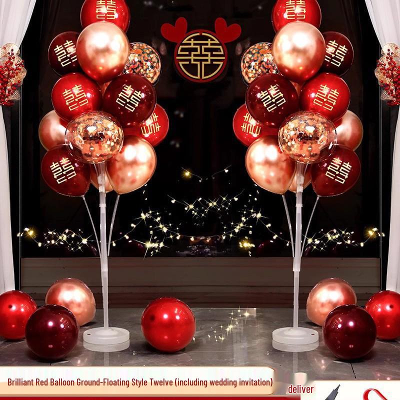 Da Li Red Wedding Balloons - Engagement & Wedding Decoration Supplies with Double Happiness Theme