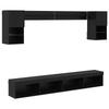 Mobilier TV de perete cu iluminare LED 6 buc Efect stejar negru