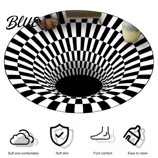 Geometric Anti-Skid Area Vision Bedroom Resistant Washable Carpet Wear Rug Round 3D Stereo Floor Mat