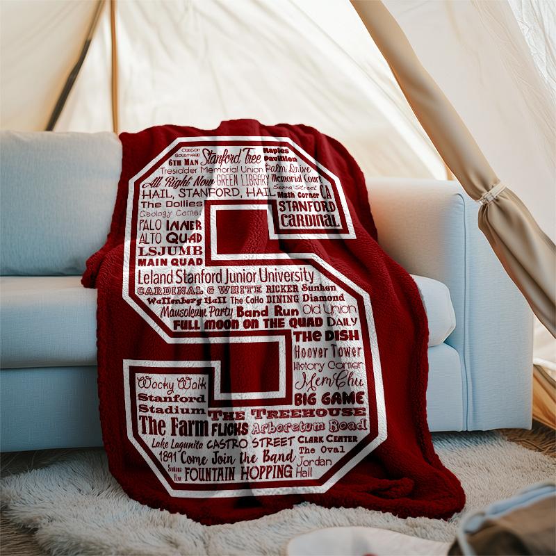 Stanford Cardinal logo printed throw blanket—lightweight,soft,warm;versatile blanket for all seasons—perfect as &air-conditioning throw,nap blanket