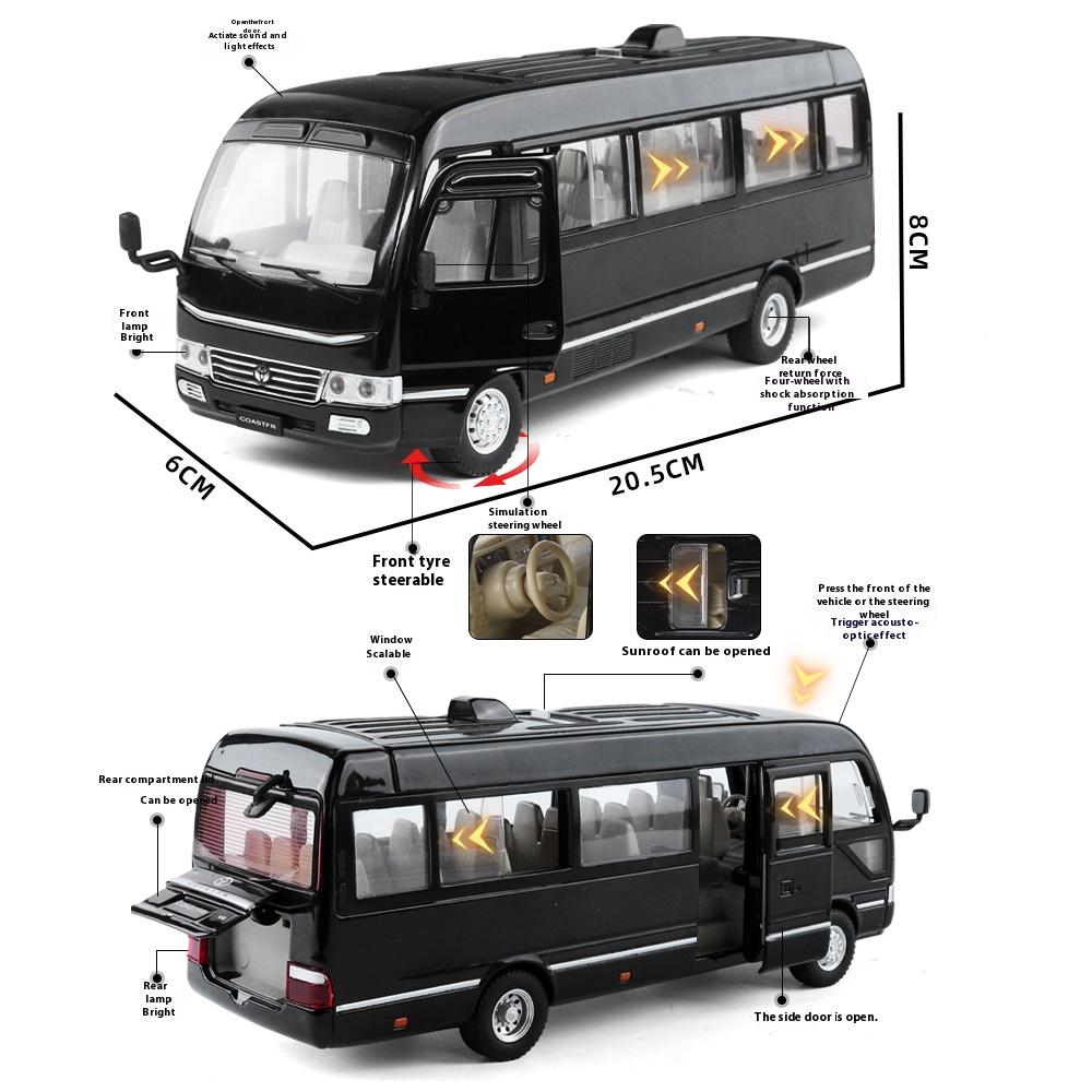 1/24 Scale Toyota Coaster Medium Business Minibus Alloy Diecast Model Car Collecting Hobbies Decorative Trendy Ornaments Birthday Gift