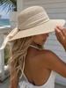 Womens Straw Sun Hat With Ribbon Bow For Beach Holiday Travel Summer