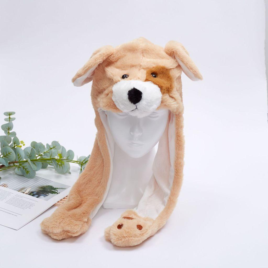 Tier-Plüschmütze mit beweglichen Ohren für Kinder und Erwachsene Niedliches Wintergeschenk