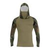 Long Sleeve Hooded Shirt for Men Lightweight Pullover with Camouflage Print Raglan Sleeves Outdoor Apparel