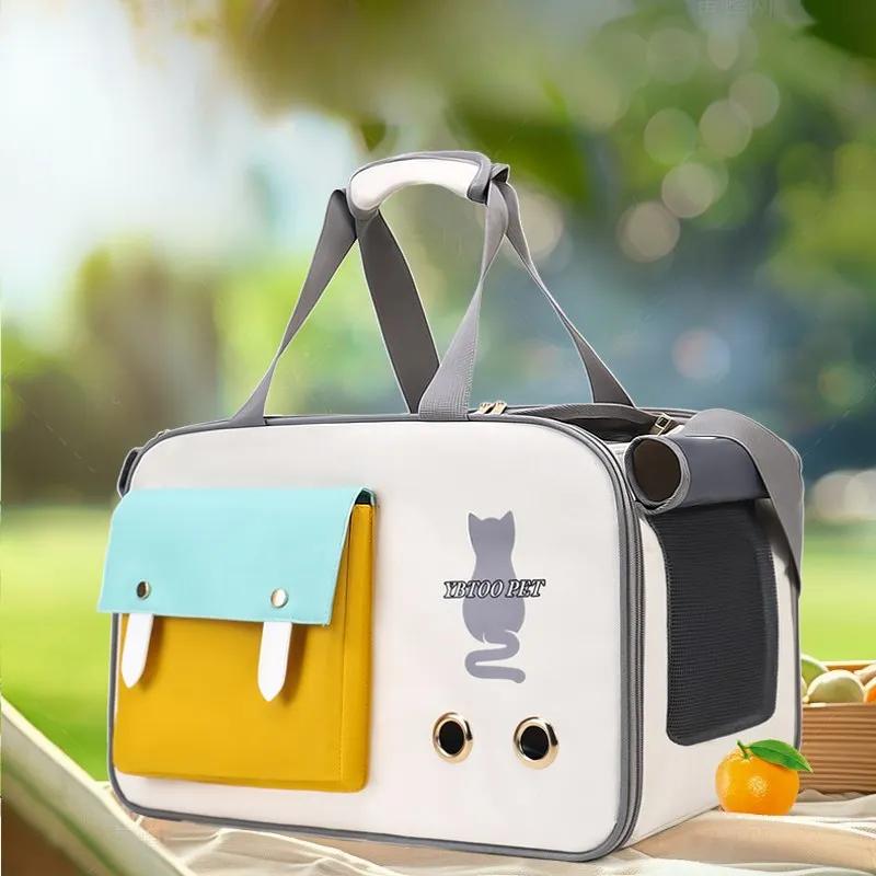 Large capacity pet backpack bag, zip closure, portable and ventilated, with opening and closing doors, suitable for cats and dog
