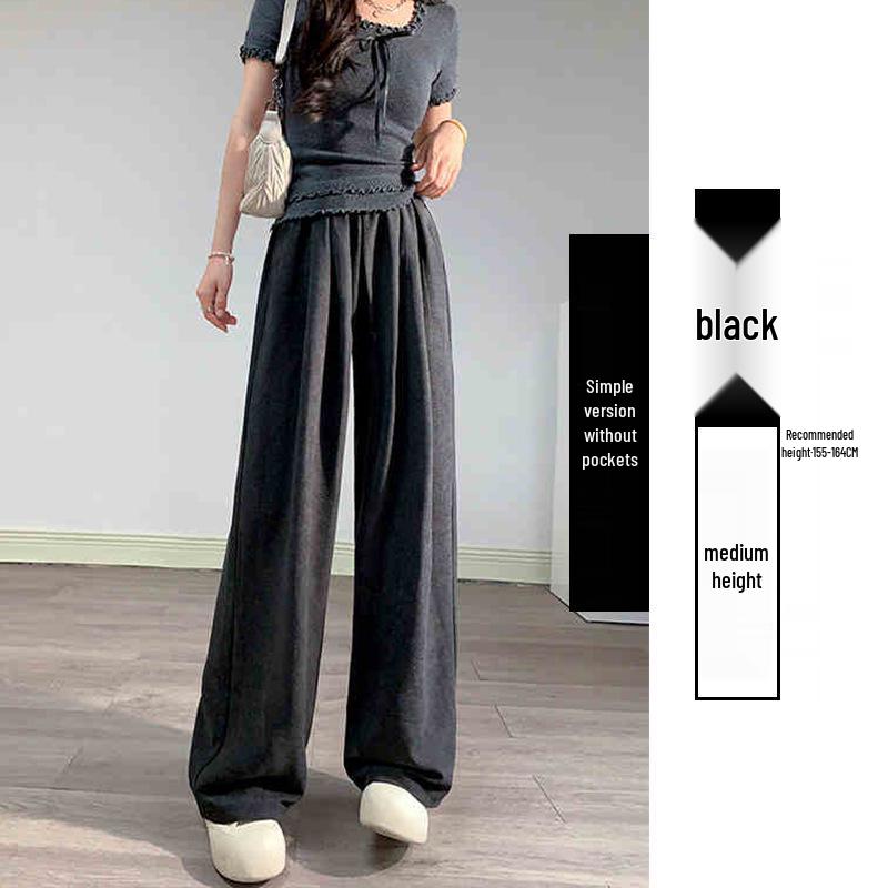 

2026 Women s Summer Ice Silk Polka Dot Wide Leg Pants - High Waist Petite Yamamoto Style XL (63-70kg)
