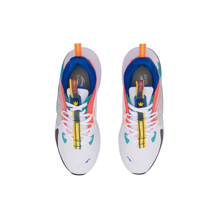 Li Ning Spark Mesh Slip Resistant Abrasion Resistant Low Top Sports Casual Shoes Women's White Orange Blue AGLQ066-3