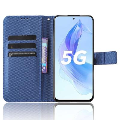 Flip Case for Honor 90 Lite 5G/X50i 5G PU Leather Diamond Texture Wallet Stand Shockproof Phone Cover
