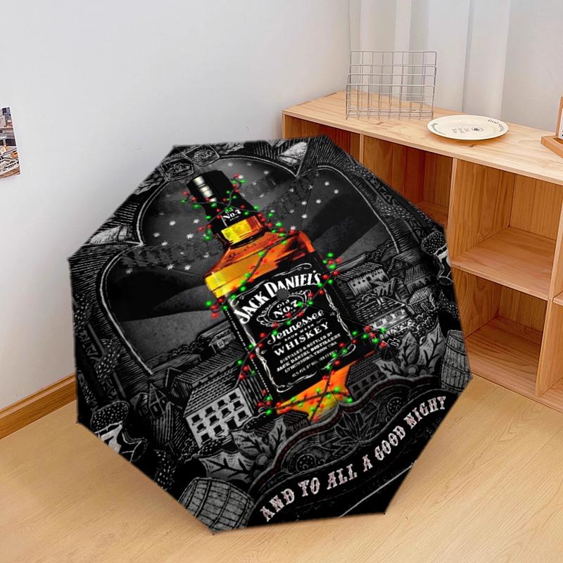 Parapluie Automatique Jack Daniel's Tennessee Whiskey - Parapluie Portable Adapté au Voyage en Plein Air Cadeau d'Anniversaire Indispensable Quotidien
