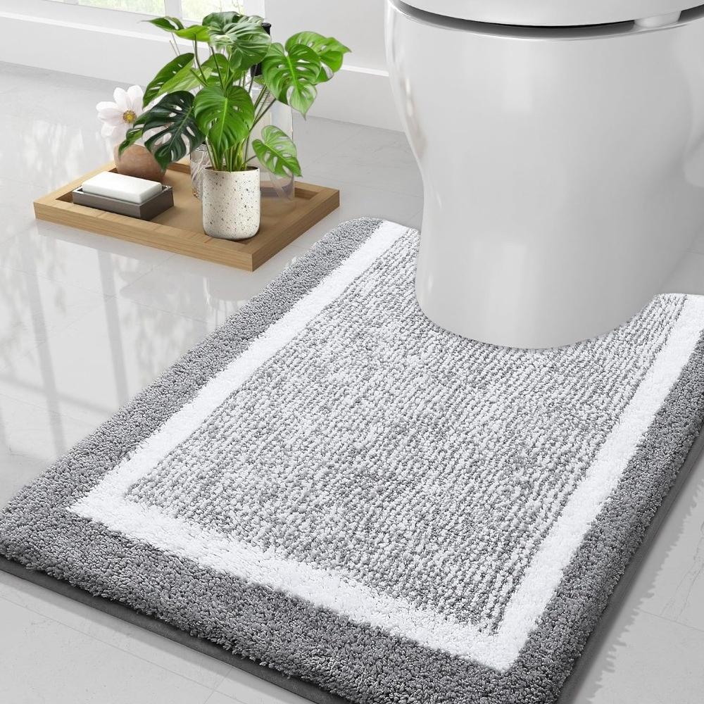 Microfiber Bathroom Closestool Carpet Waterproof Non-slip Quick Drying Machine Washable TPR Backing Medium Velvet Toilet Mats