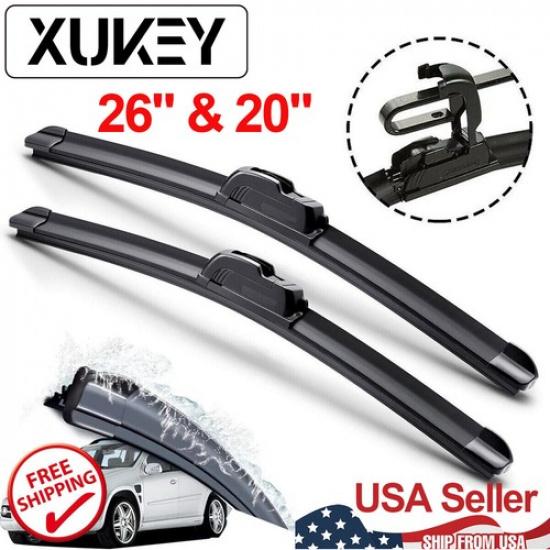 Pair Front Windshield Wiper Blades 26" 20" Hook U-type Window Natural Refills