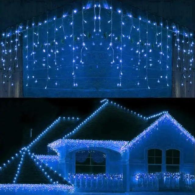 Christmas Decorations For Home Outdoor LED Curtain Icicle String Light Street Garland On The House Winter 220V Droop 0.3-0.4m