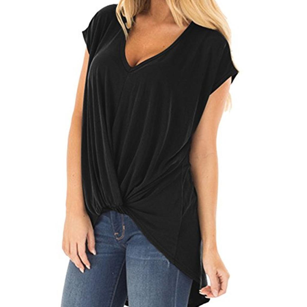 Women's V-neck Solid Color Short Sleeve Comfortable Casual Top T-shirt