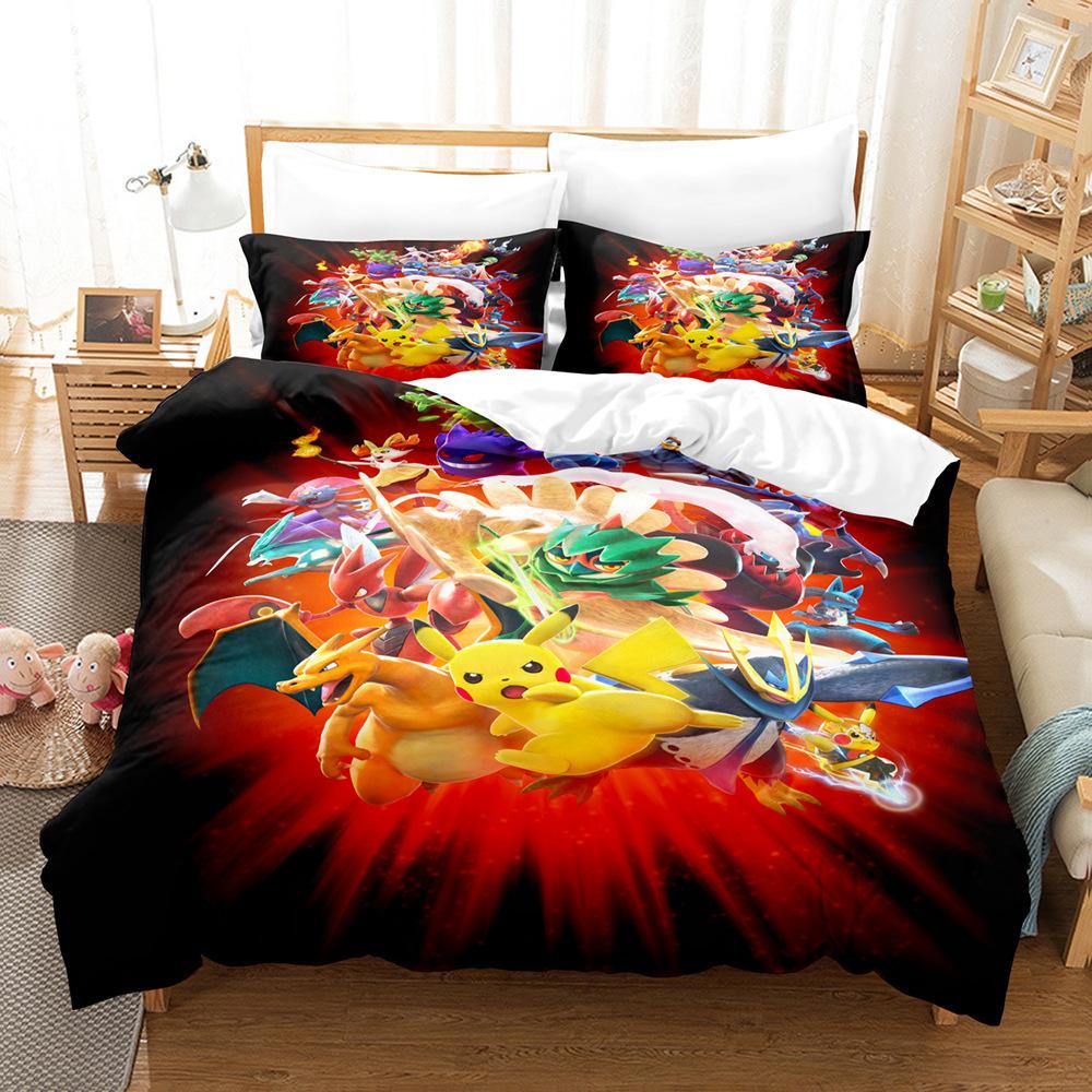 High Definition Animation Digital Baby 3D Digital Printing Three-Piece Quilt Cover Home Textile Bed Sheet Kit