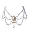 Bow Water Drop Pearl Retro Choker Necklace for Lolita Girls