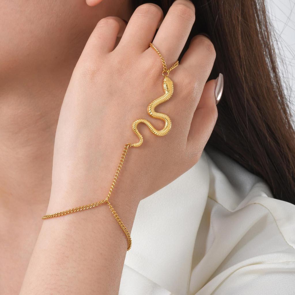 Stainless Steel Snake Animal Finger Bracelet Gold Fashion Jewelry Br-2332