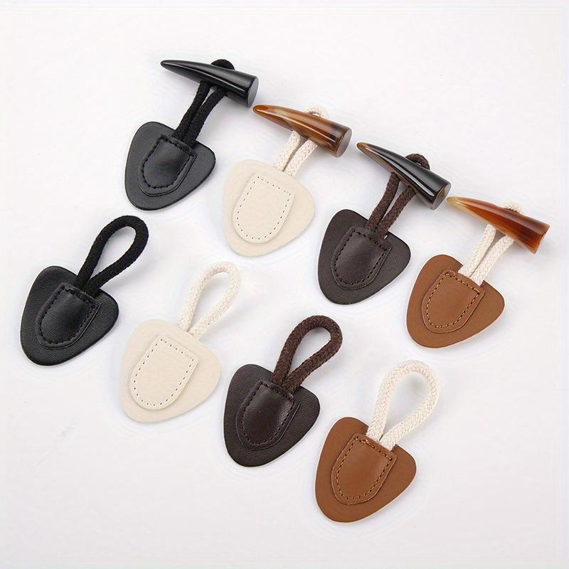 5 Pairs PU Leather Horn Buckle Toggle Button Fastener for Coat Jacket Duffle DIY Handmade Craft Sew on Clothing Sewing Decoration