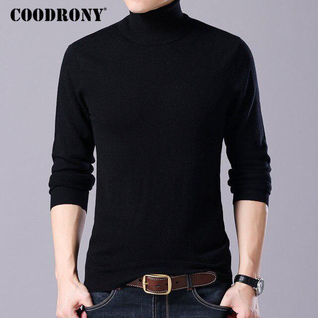 Brand Men Casual Turtleneck Pull Homme Autumn Winter Merino Wool Sweater Warm Cashmere Pullover Sweater Men 