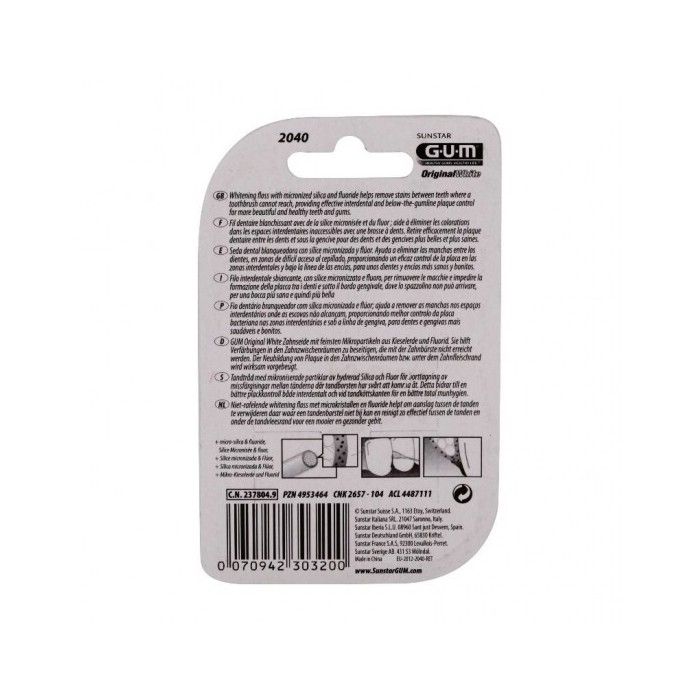 Fil Dentaire - GUM - Original White - Blanchissant - Silice Micronisée - 30 mètres