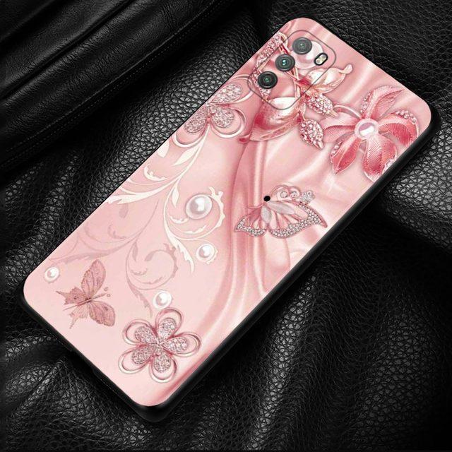 Pouzdro na telefon Xiaomi Poco X3 Nfc X3 M3 Pro X3 F3 Gt F1 kryt pro Mi 11t 10t Pro 9t 11 Note 10 Lite Civi Rose Pink Bling Pattern