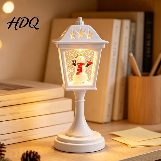 Decorative Street Lamp Christmas Snow Sphere Lamp Retro Design Santa Battery Operated Snowman Tree Night Light for Bedroom Tabletop Decor