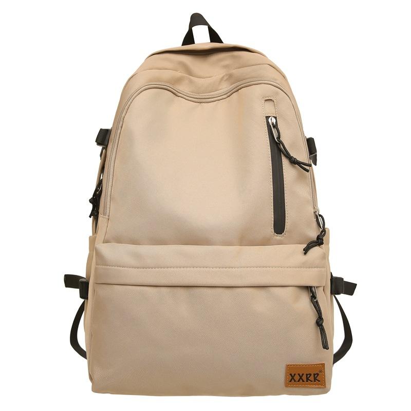 Male Solid Color Backpack Female Large Capacity Student Schoolbag