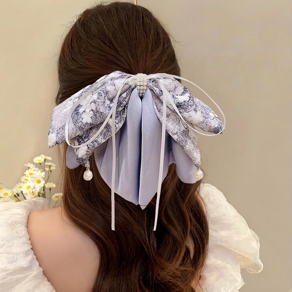 Elegant Retro Satin Bow Hair Clip for Women - Perfect for Low Ponytails and Head Ornaments