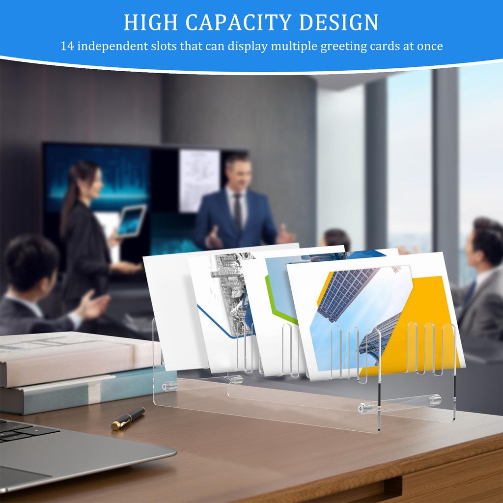 Acrylic Card Display Holder Counter Home Office Desktop Supplies rading Card Stand Transparent 14 Slots