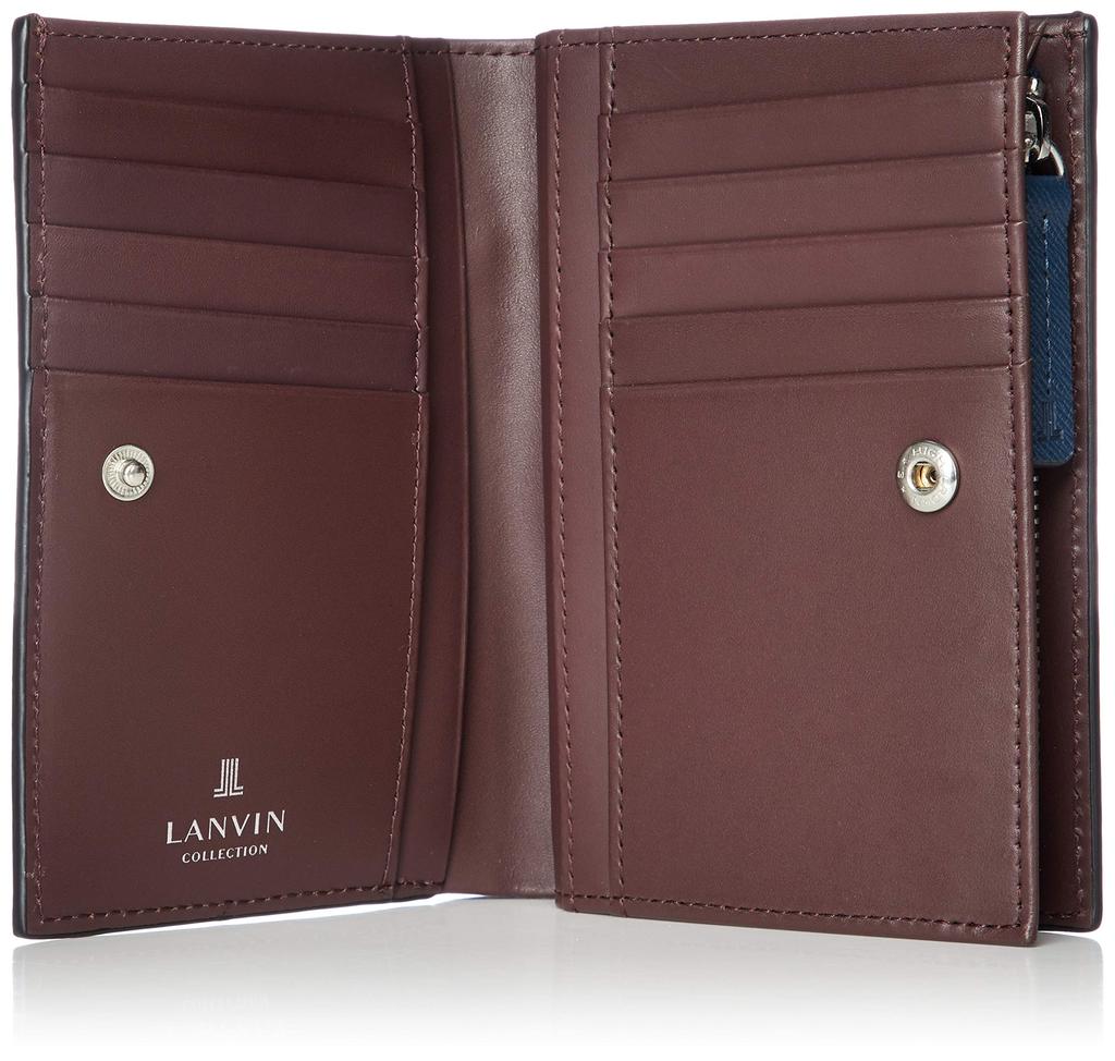 Коллекция Lanvin Двухскладной кошелек из телячьей кожи Деликатный Функциональный Вертикальный Отделение для купюр Синий (Средняя) [цвет вина] Мужская кожа, Двухцветный дизайн, Отделение,