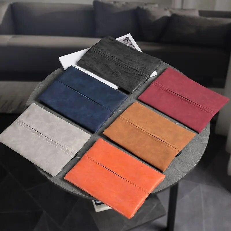 Hanging PU Leather Tissue Box Holder for Car Home Office Chic Restaurant Dining Table Napkin Dispenser Bathroom Paper Holder
