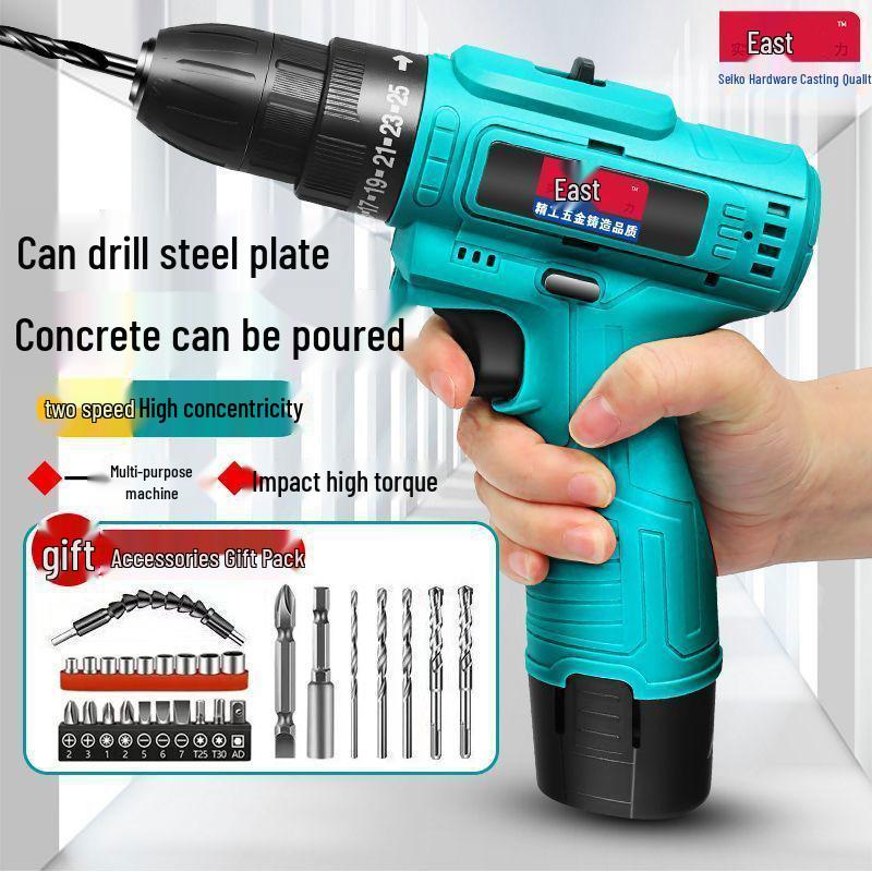Model Electric Rechargeable Hand Drill: Multifunctional Lithium Battery Impact Screwdriver.