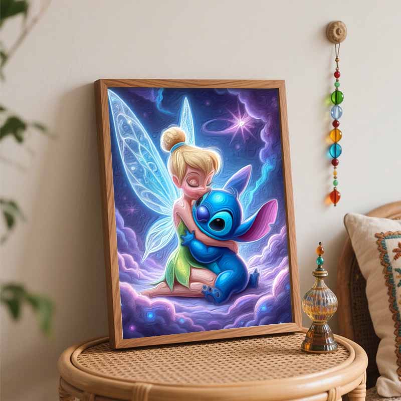 Disney Stitch and Fairy Oil Painting Hand Painting Art Kit Coloring Painting Handmade Diy Home Decoration Gift
