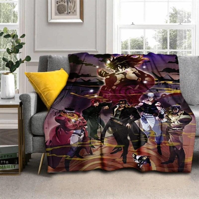 Anime Jojo Bizarre Adventure Cosplay Body 3D Printed Flannel Blanket for Beds Hiking Picnic Fashionable Bedspread Throw Blanket